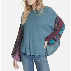 We The Free FP Waffle Knit Size Small Patch Balloon Sleeves